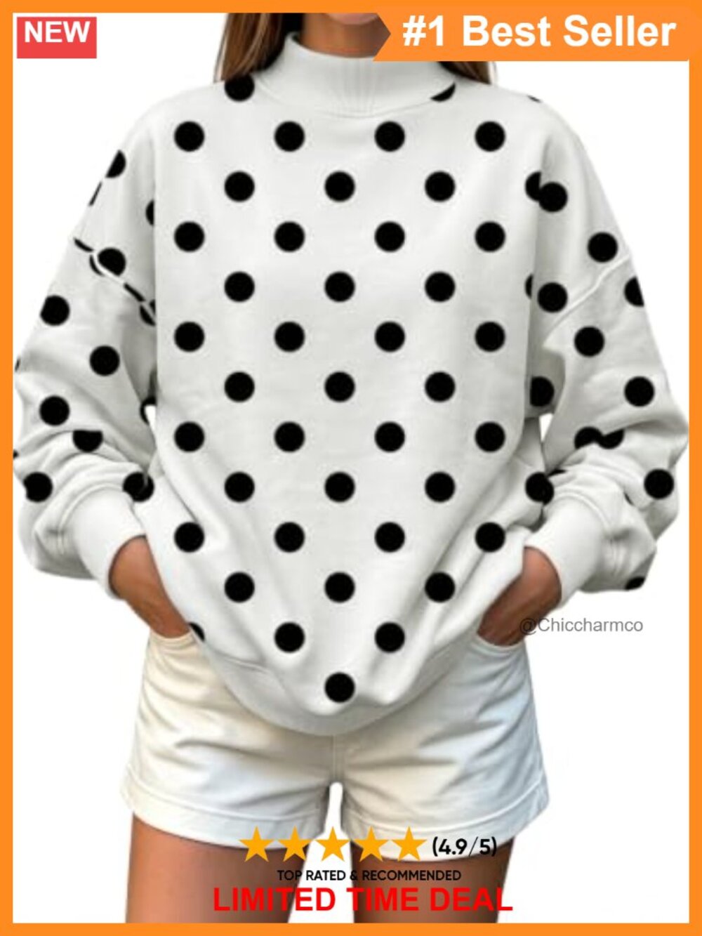 Mock Neck Fleece Pullover Sweatshirt Oversized Drop Shoulder Women's Top